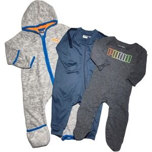 Puma Baby Boy 6 9 Mos Outfit Lot 3pc Fleece Hooded Bunting Jogger 1pc Romper